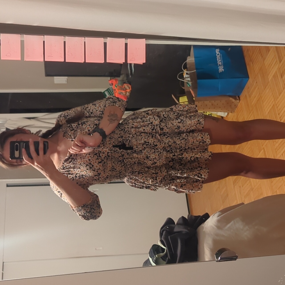 Patrons of Peace Black and Cream Floral Mini Dress - Picture 3 of 5